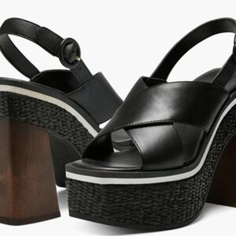 Vince Camuto Celosia Slingback Chunky Woven Heeled Black Sandal Gorpcore Boho 5